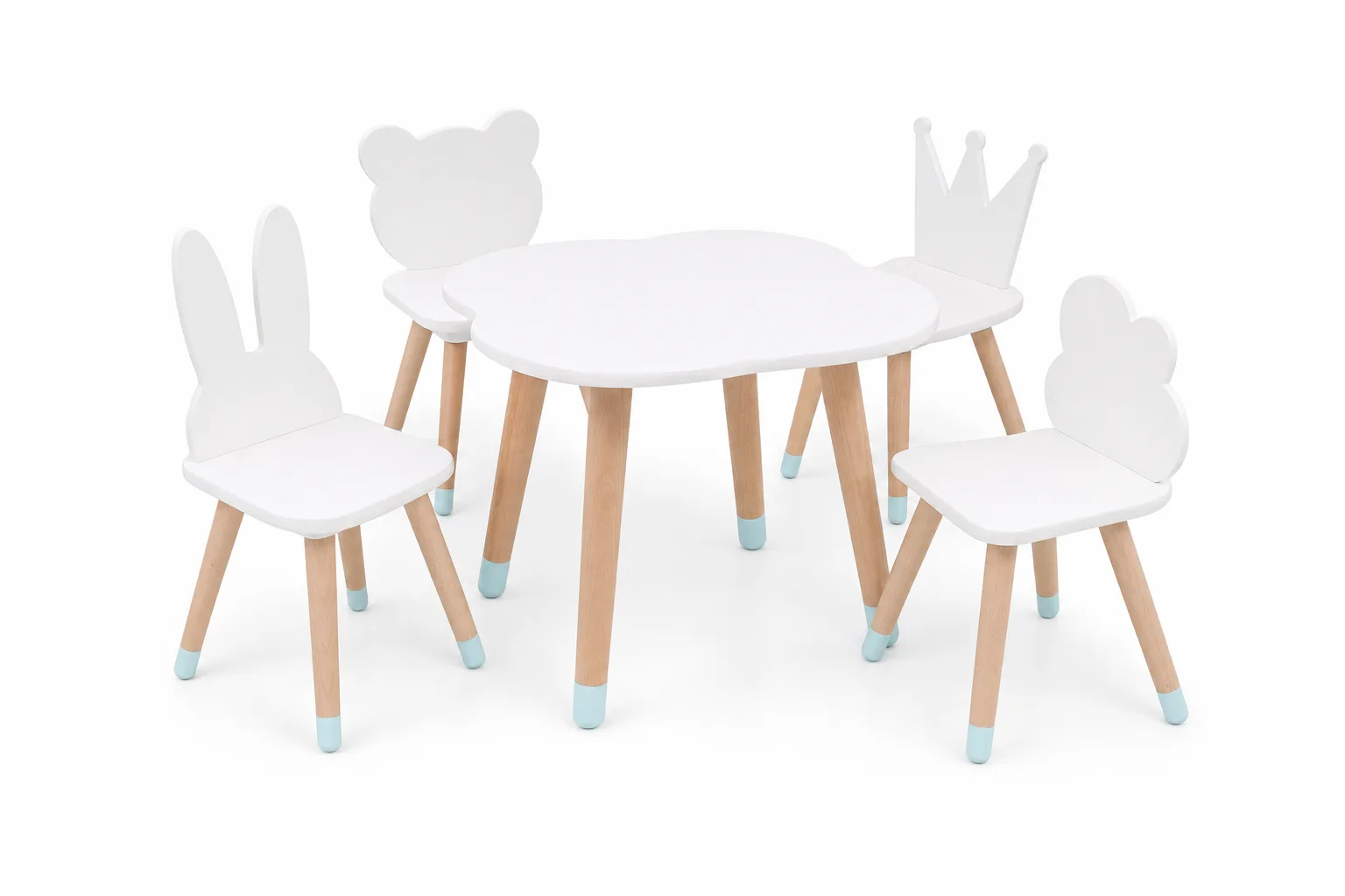 Set Masuta si 4 scaunele PLAY TIME Alb